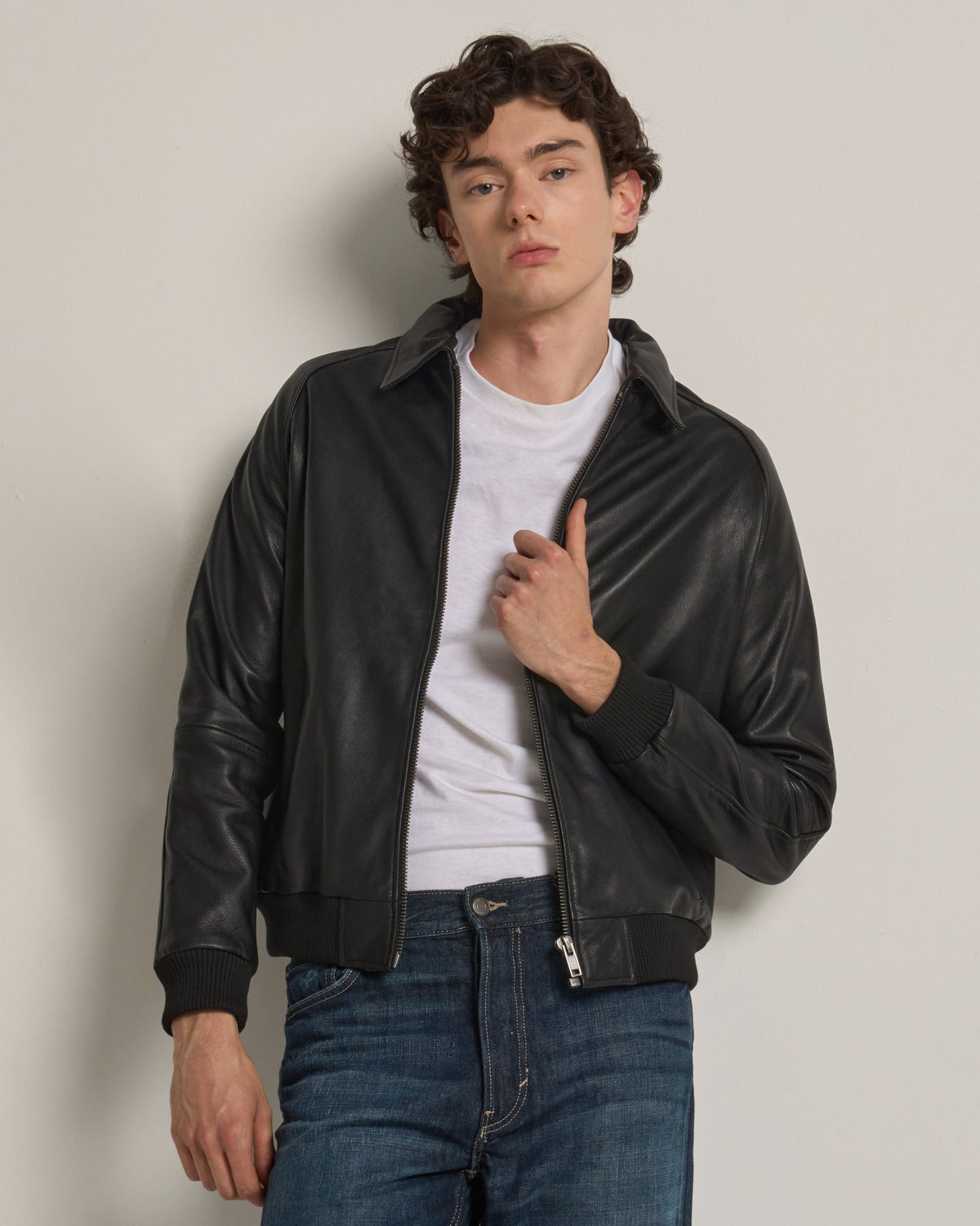 Men's Real Leather Bomber Jacket
