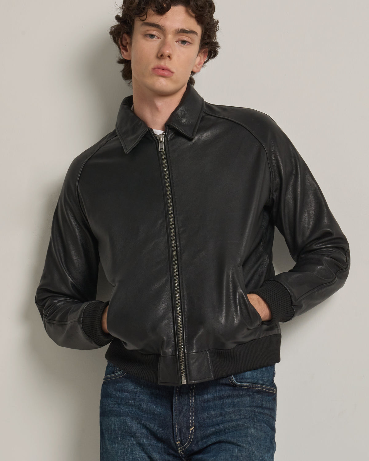 Men's Real Leather Bomber Jacket