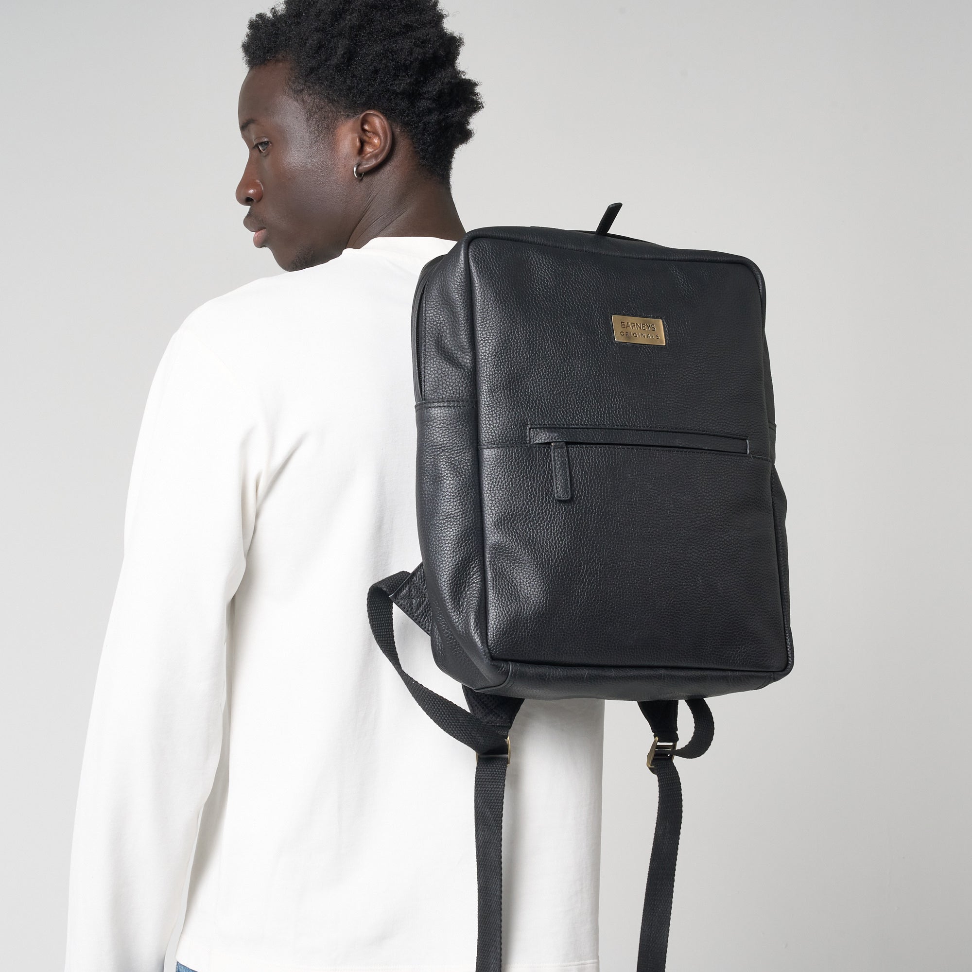 Black Real Leather Backpack