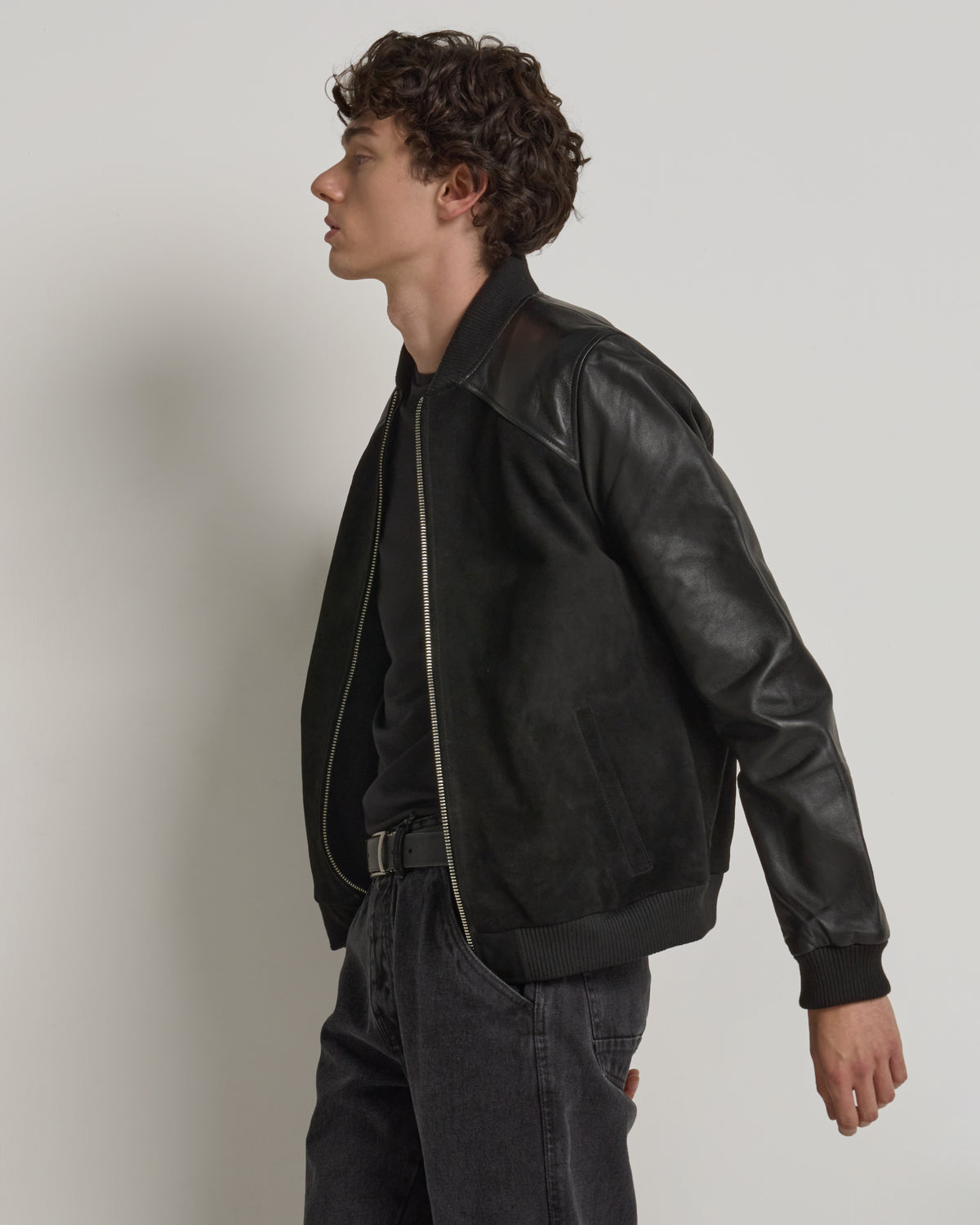 Men's Real Leather & Suede Bomber Jacket