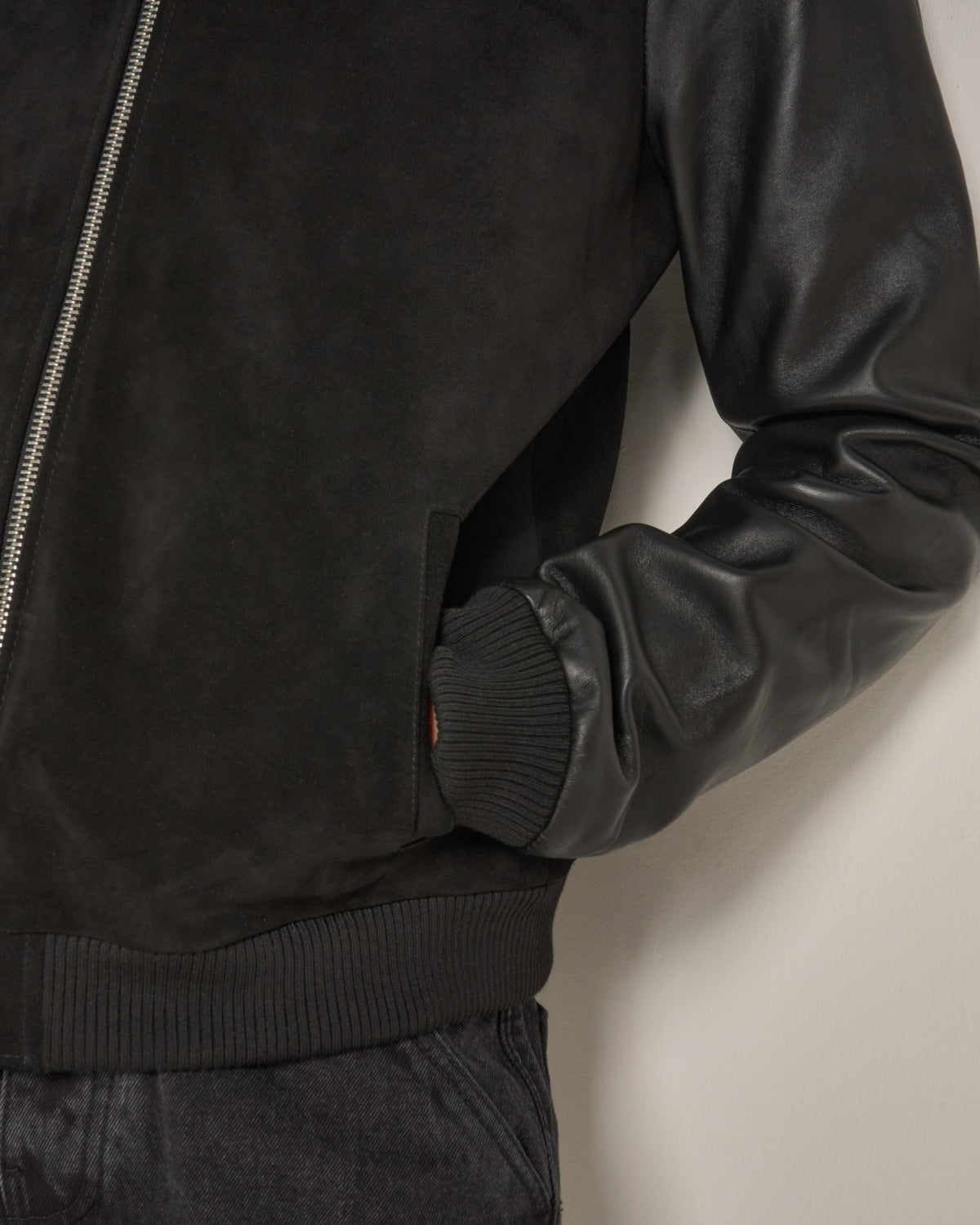Men's Real Leather & Suede Bomber Jacket