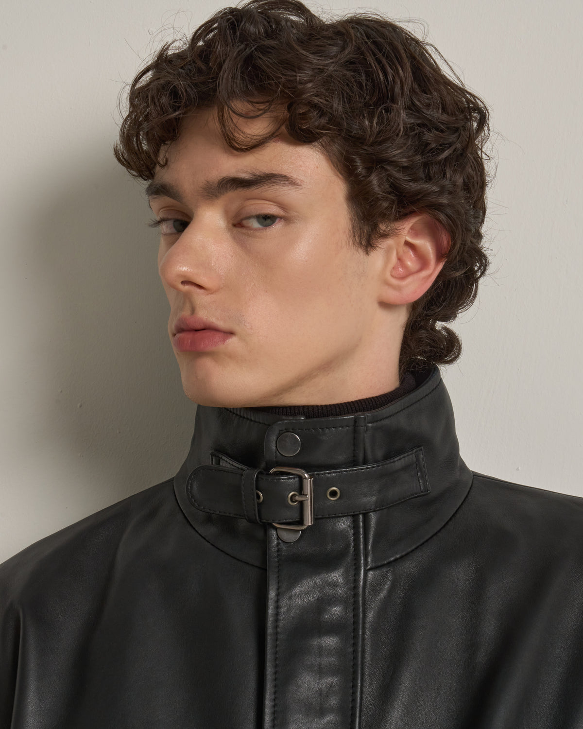 Men's Funnelneck Leather Jacket