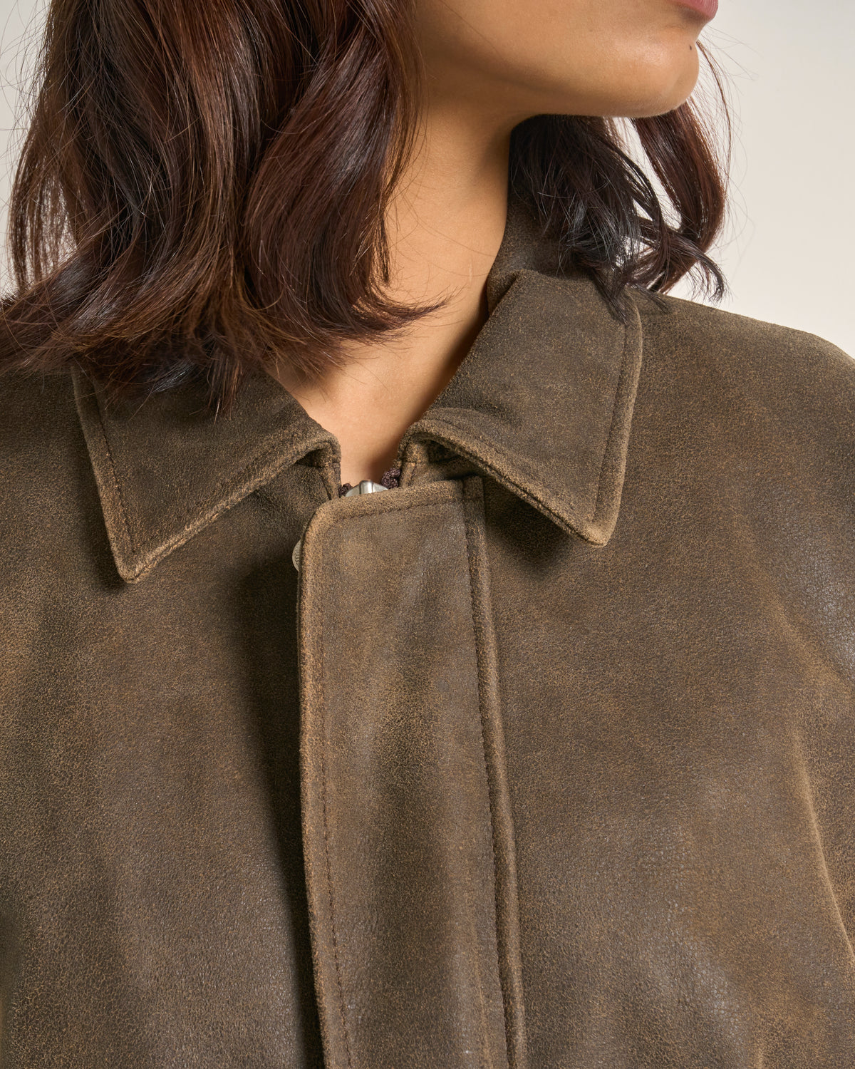 Women's Longline Washed Leather Coat