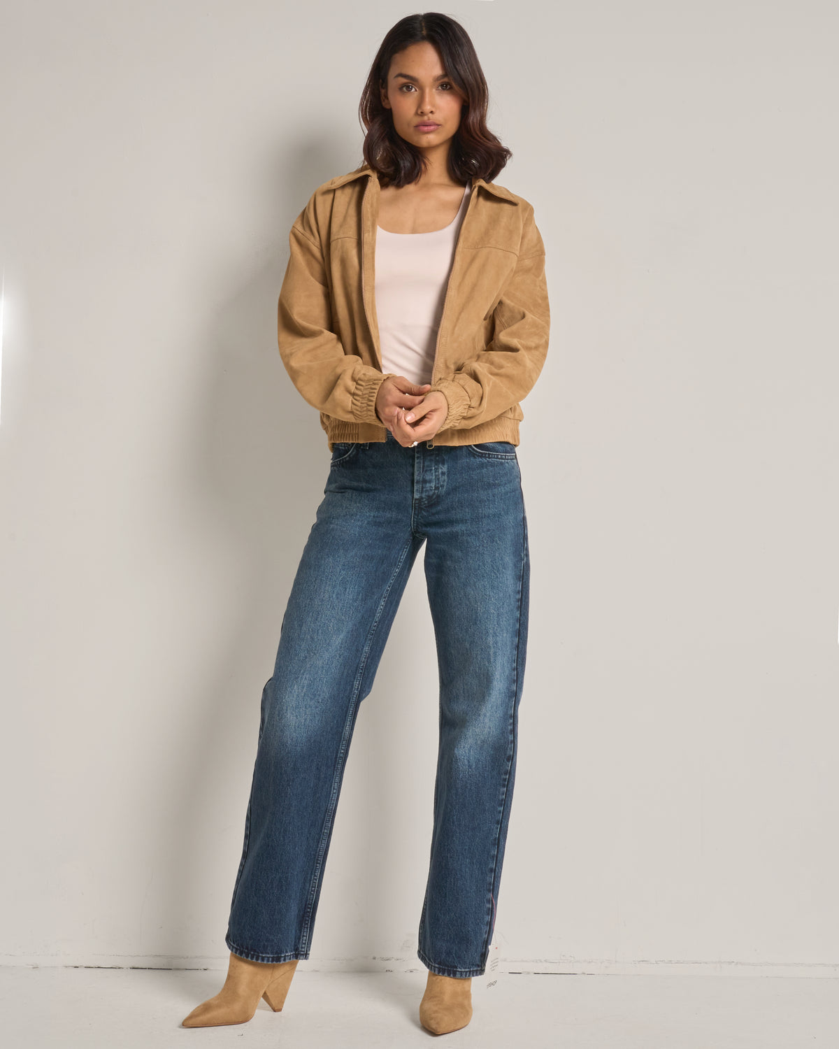 Women's Real Suede Bomber Jacket