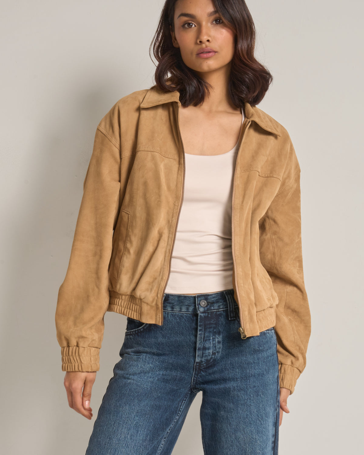 Women's Real Suede Bomber Jacket