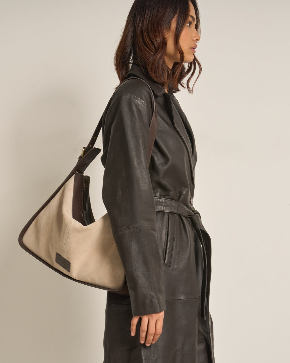 Women's Chocolate Leather Trench Coat
