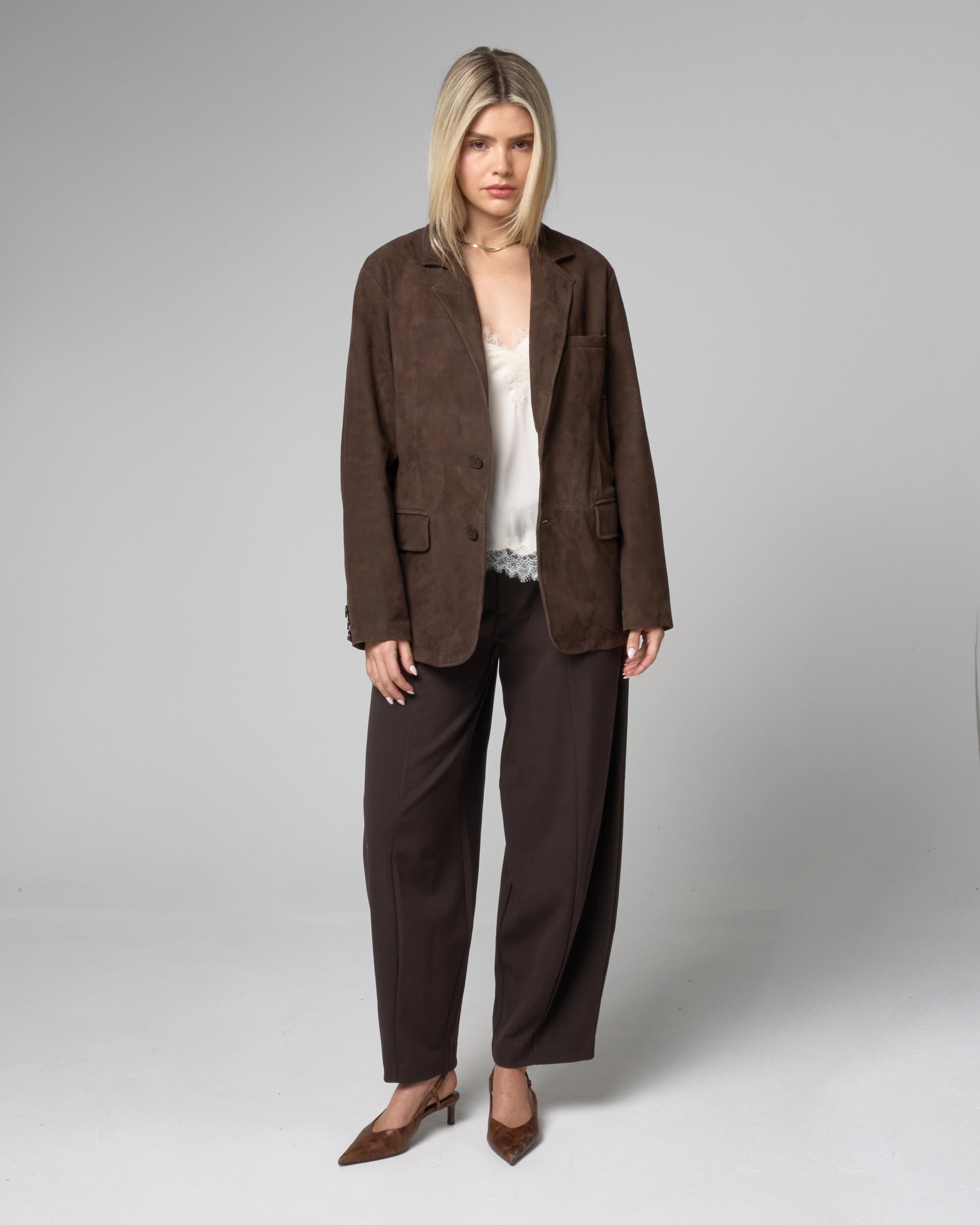 Women's Brown Suede Blazer