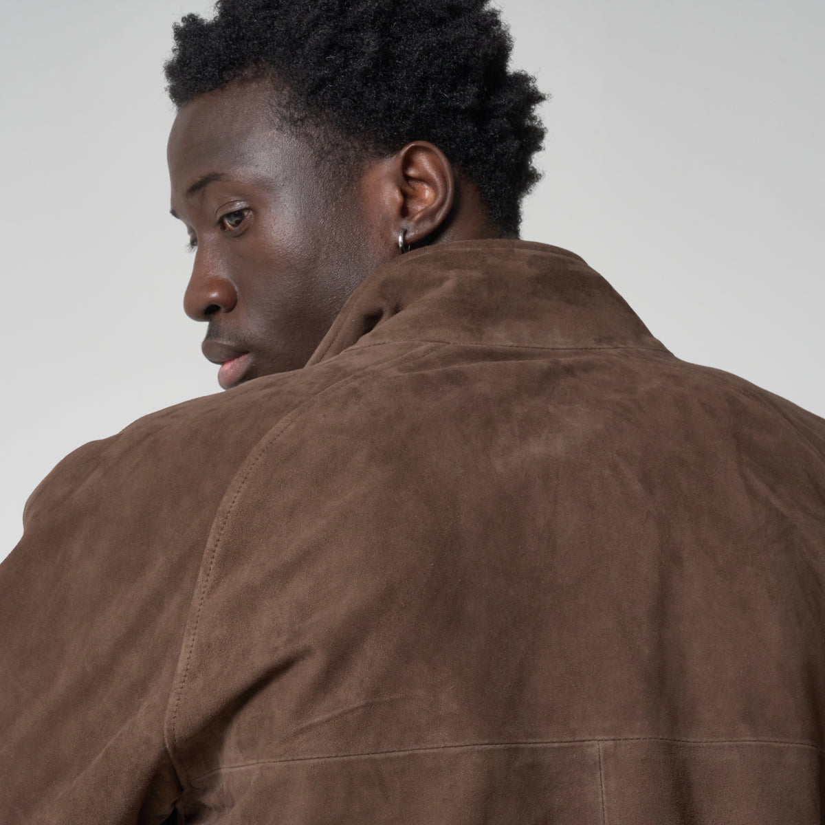 Men's Funnel Neck Suede Jacket