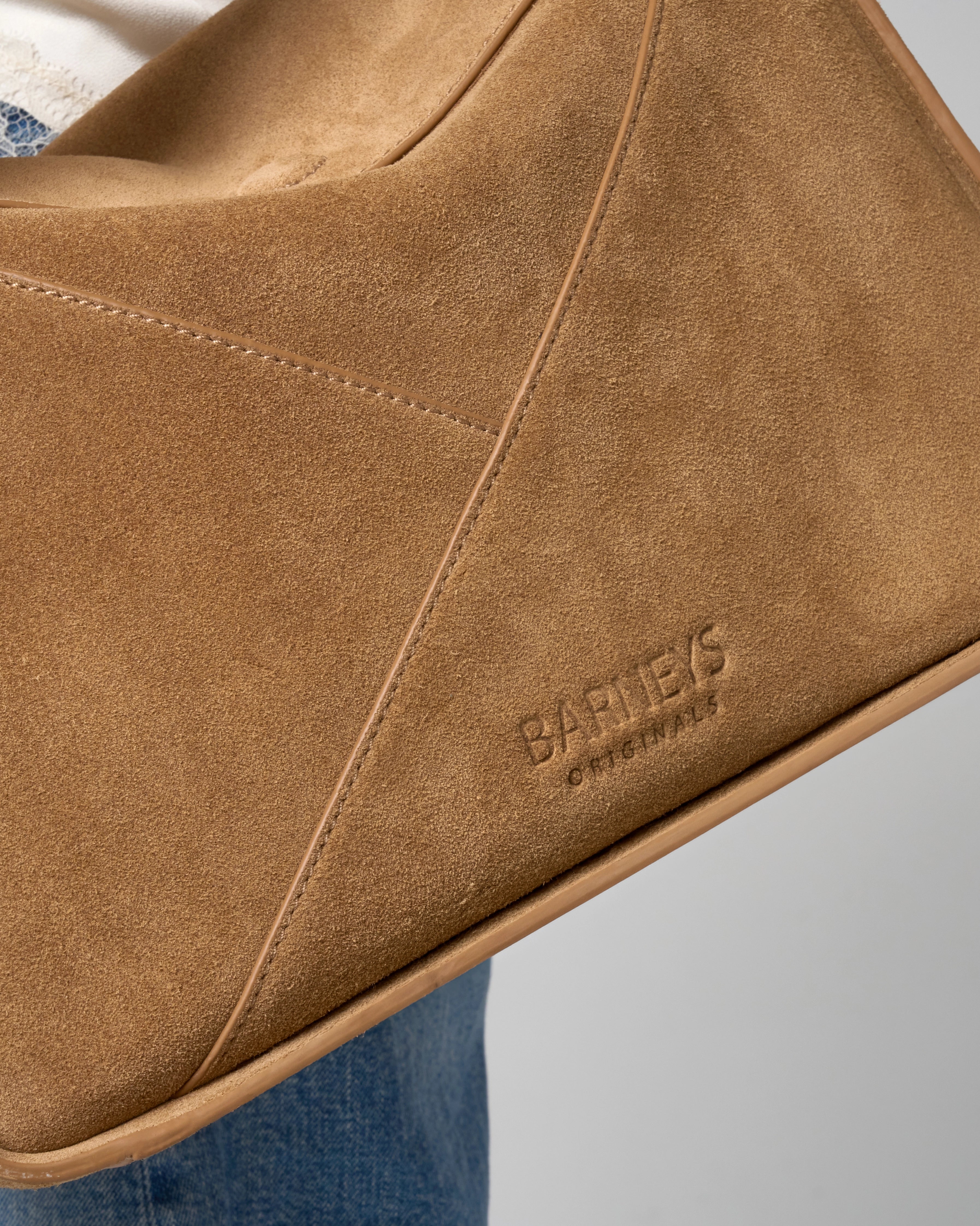 Structured Geometric Fold Over Suede Bag