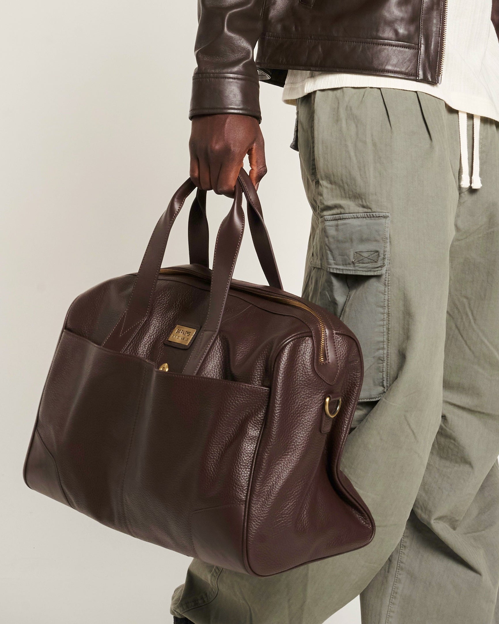 Brown Real Leather Holdall Bag