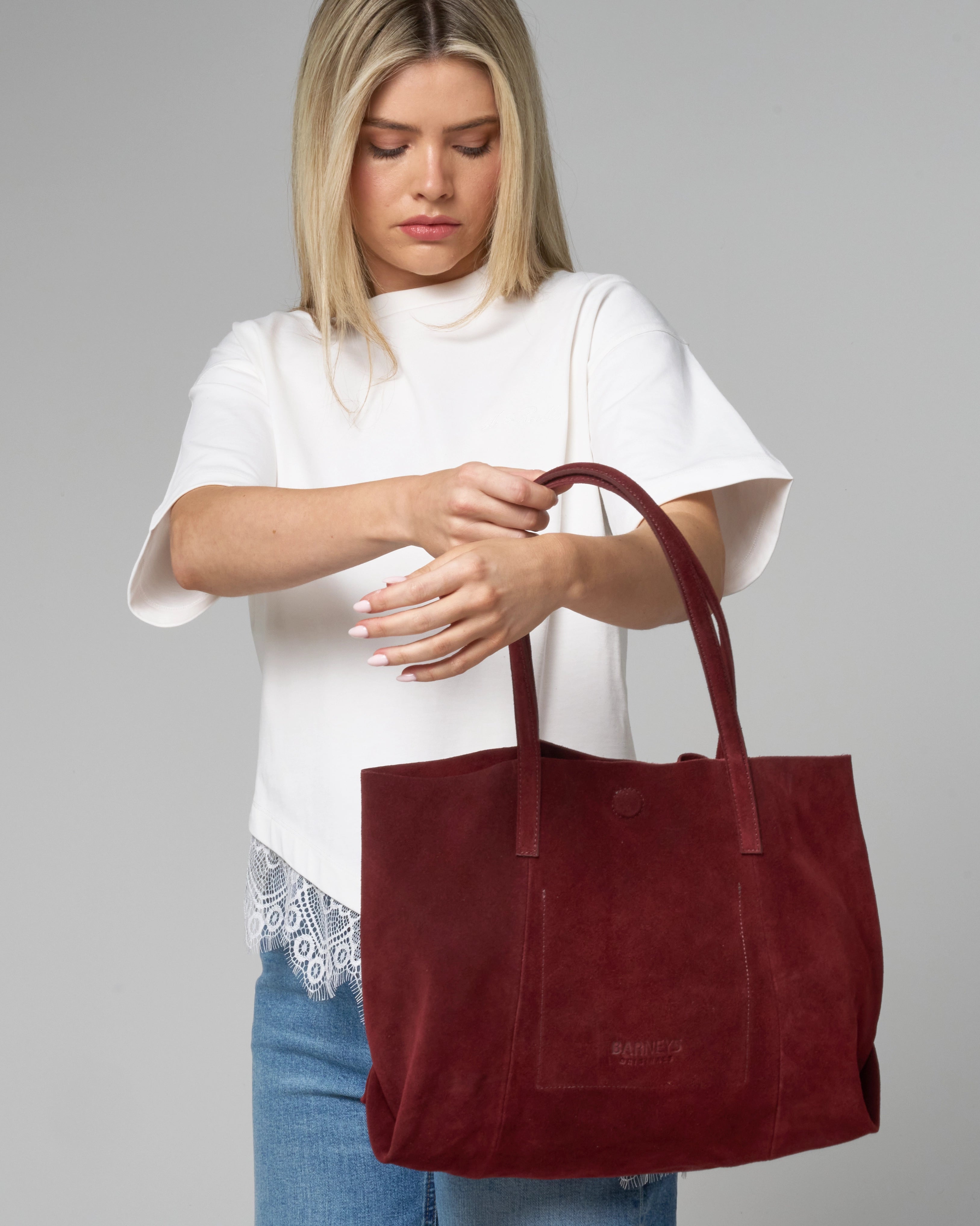 Burgundy Suede Everyday Tote Bag