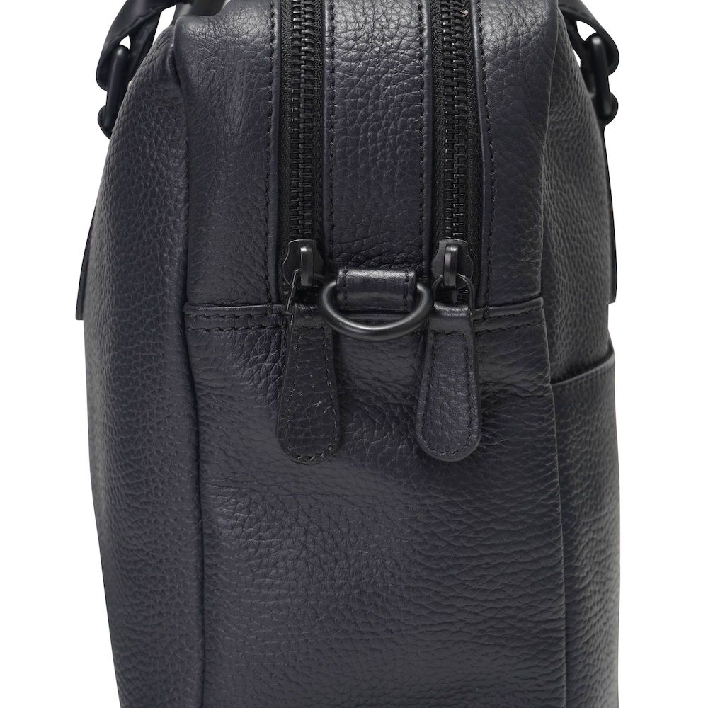 Black Real Leather Black Messenger Bag