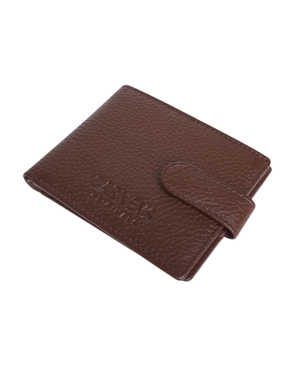 Real Leather Bi-Fold Wallet with Pebbled Texture