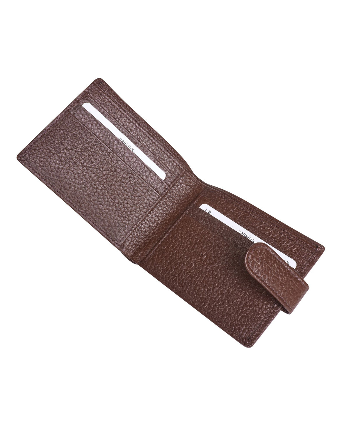 Real Leather Bi-Fold Wallet with Pebbled Texture