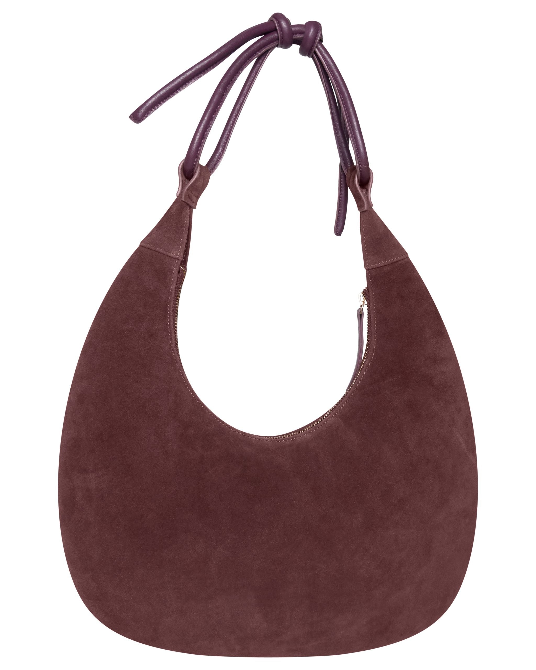 Crescent Suede Bag with Leather Strap