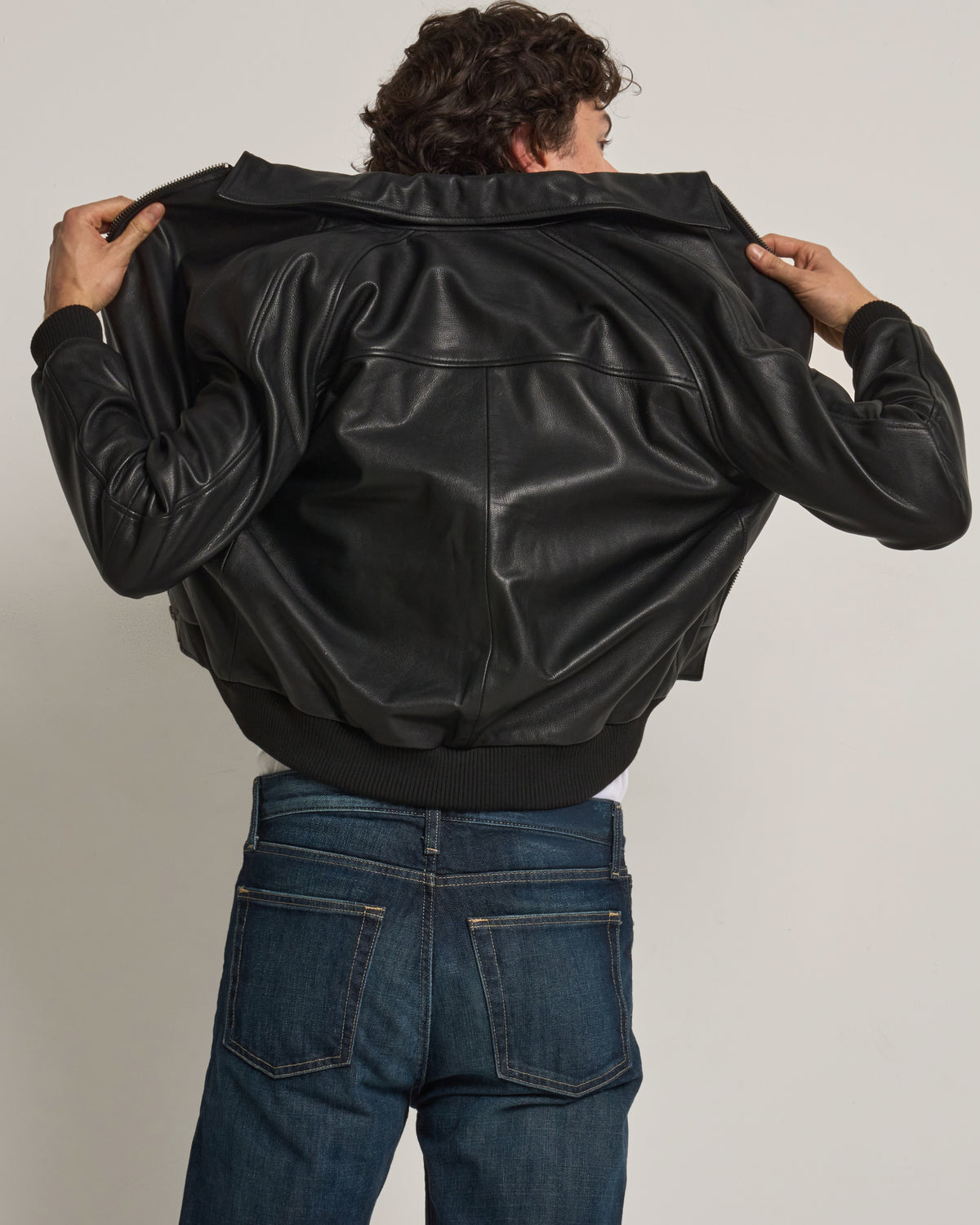 Men's Real Leather Bomber Jacket