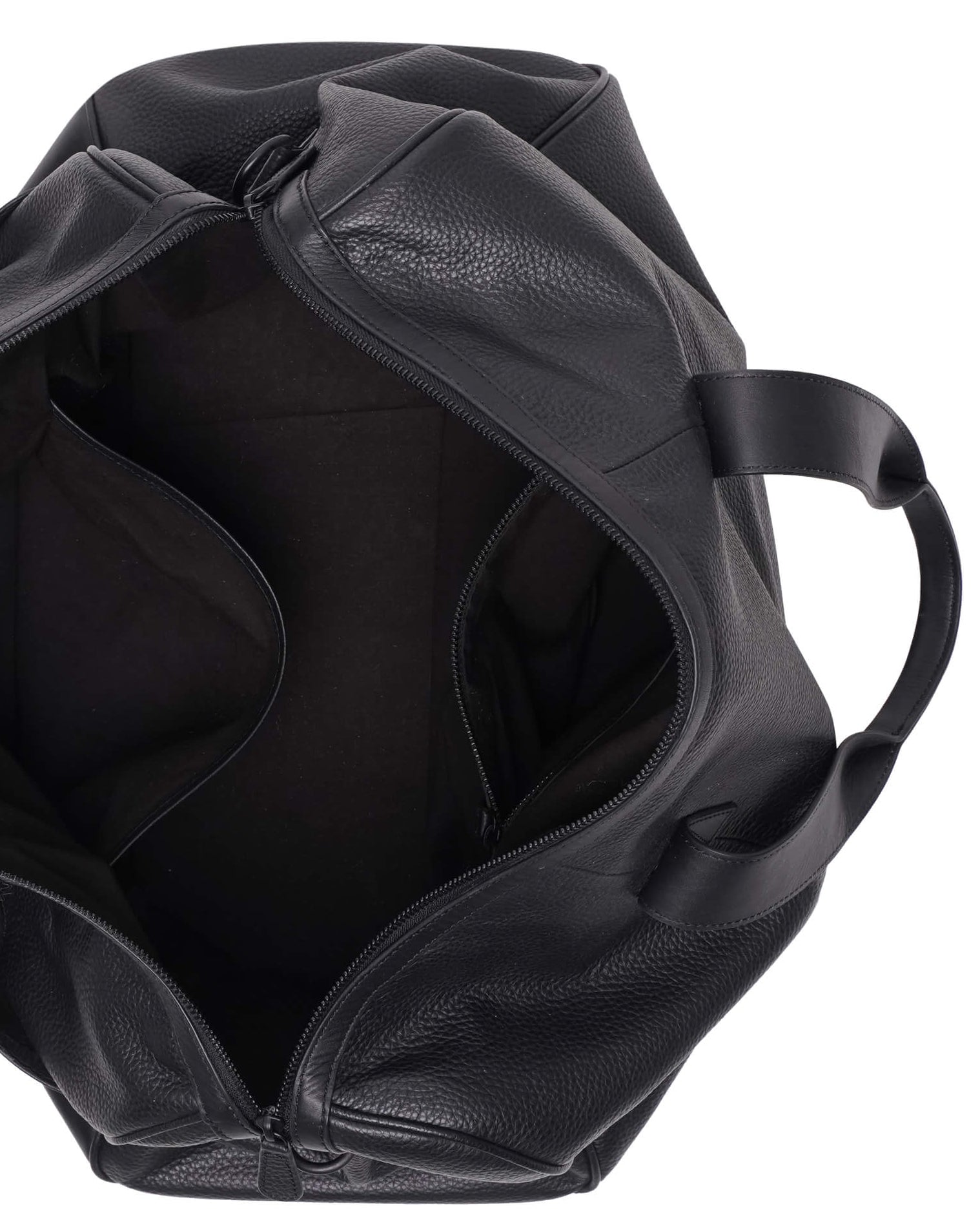Real Leather Black Holdall Travel Bag