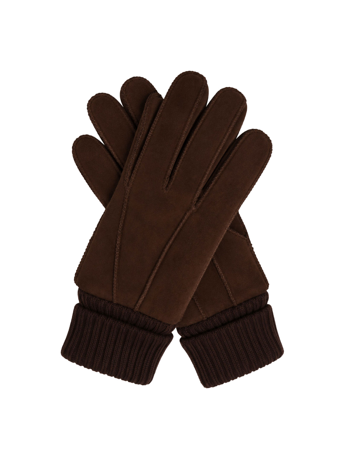 Men's Brown Patchwork Suede Gloves