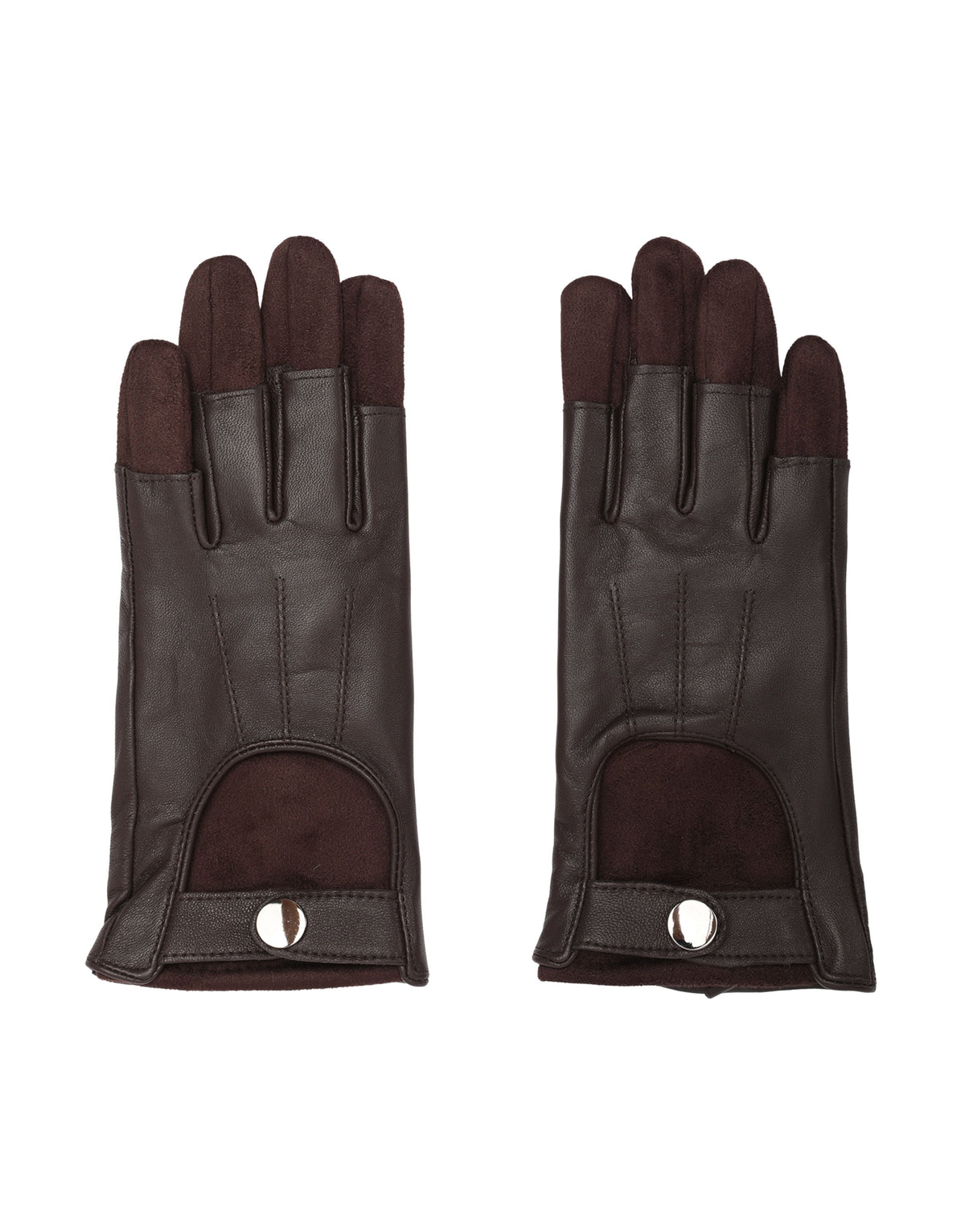 Women's Brown Fingerless Leather Biker Gloves