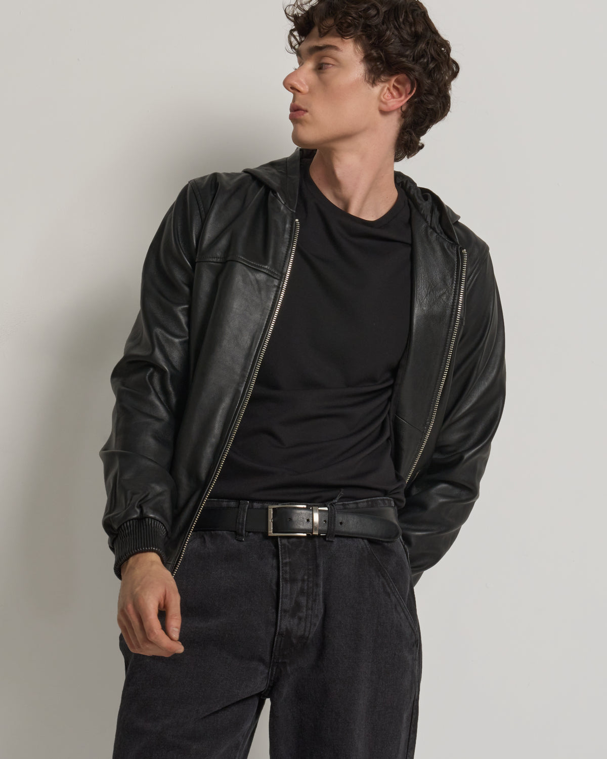 Men's Hooded Real Leather Jacket