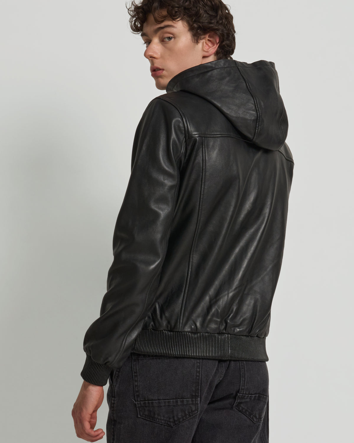 Men's Hooded Real Leather Jacket