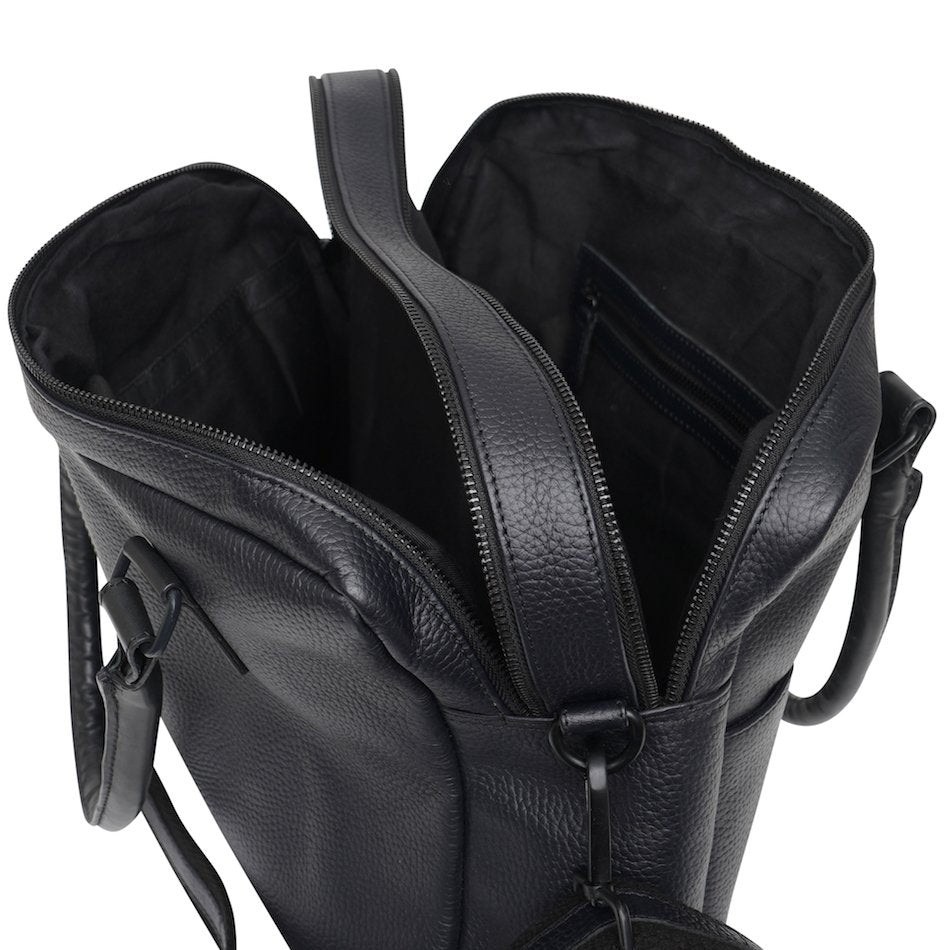 Striped Real Leather Messenger Bag
