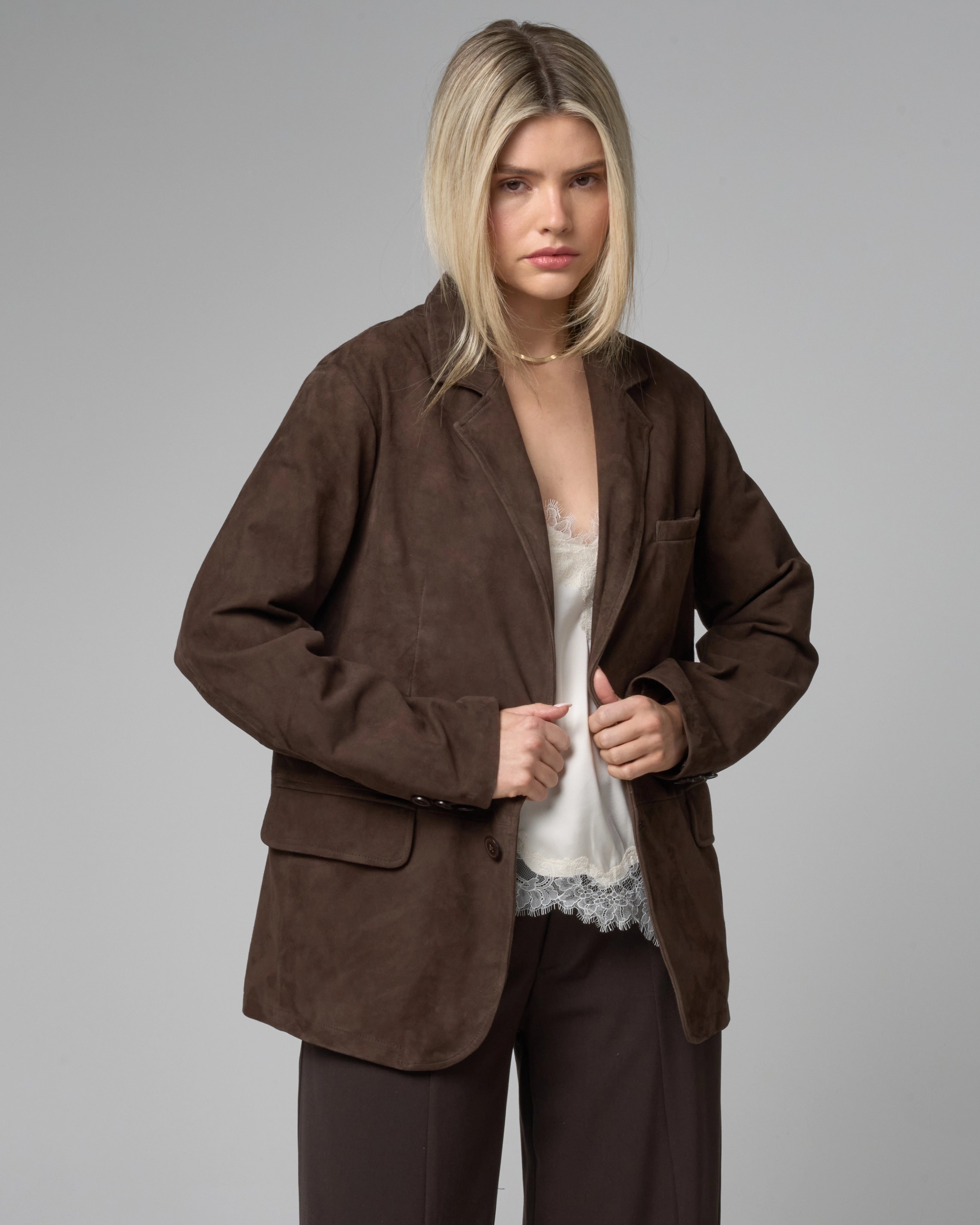 Women's Brown Suede Blazer