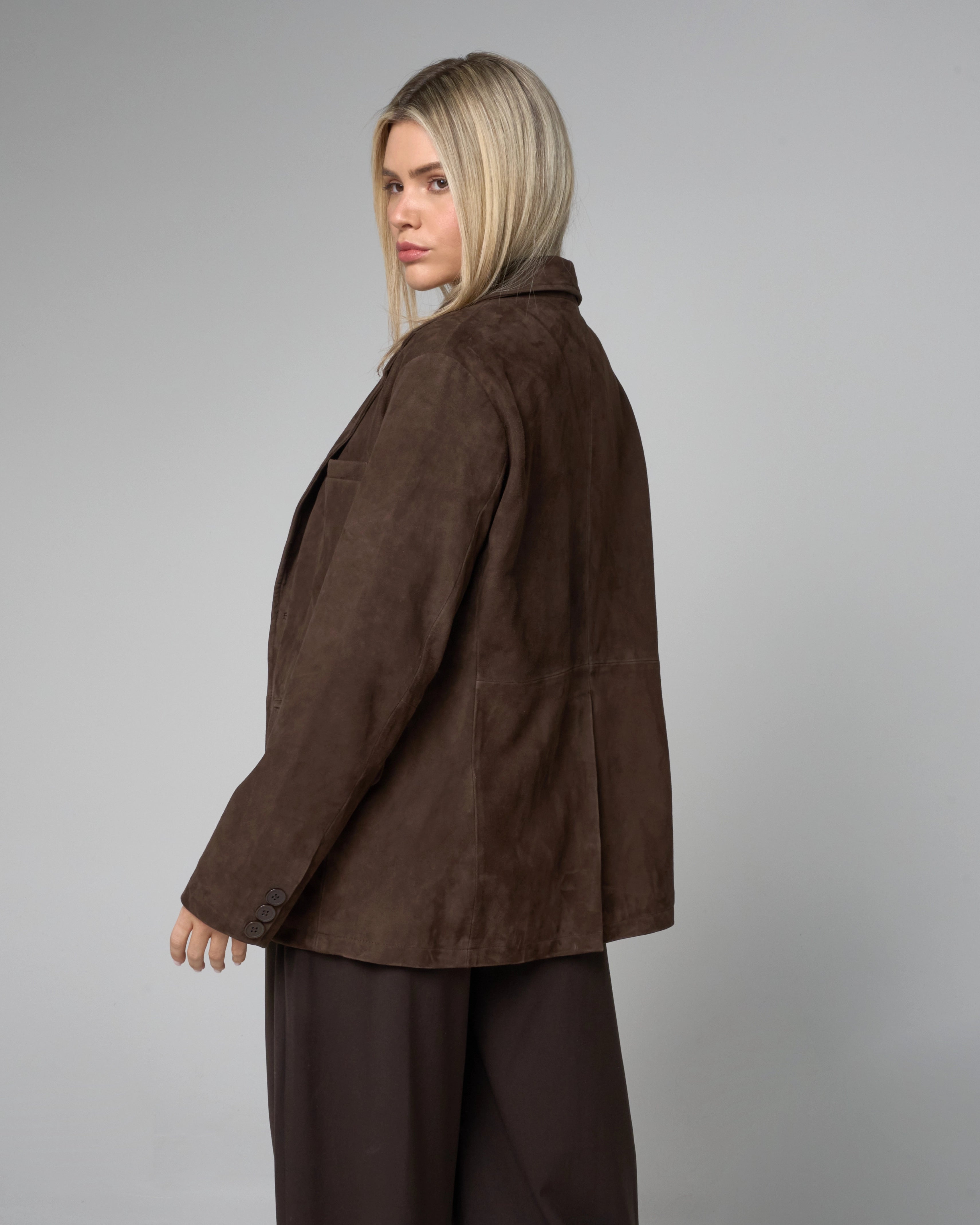 Women's Brown Suede Blazer