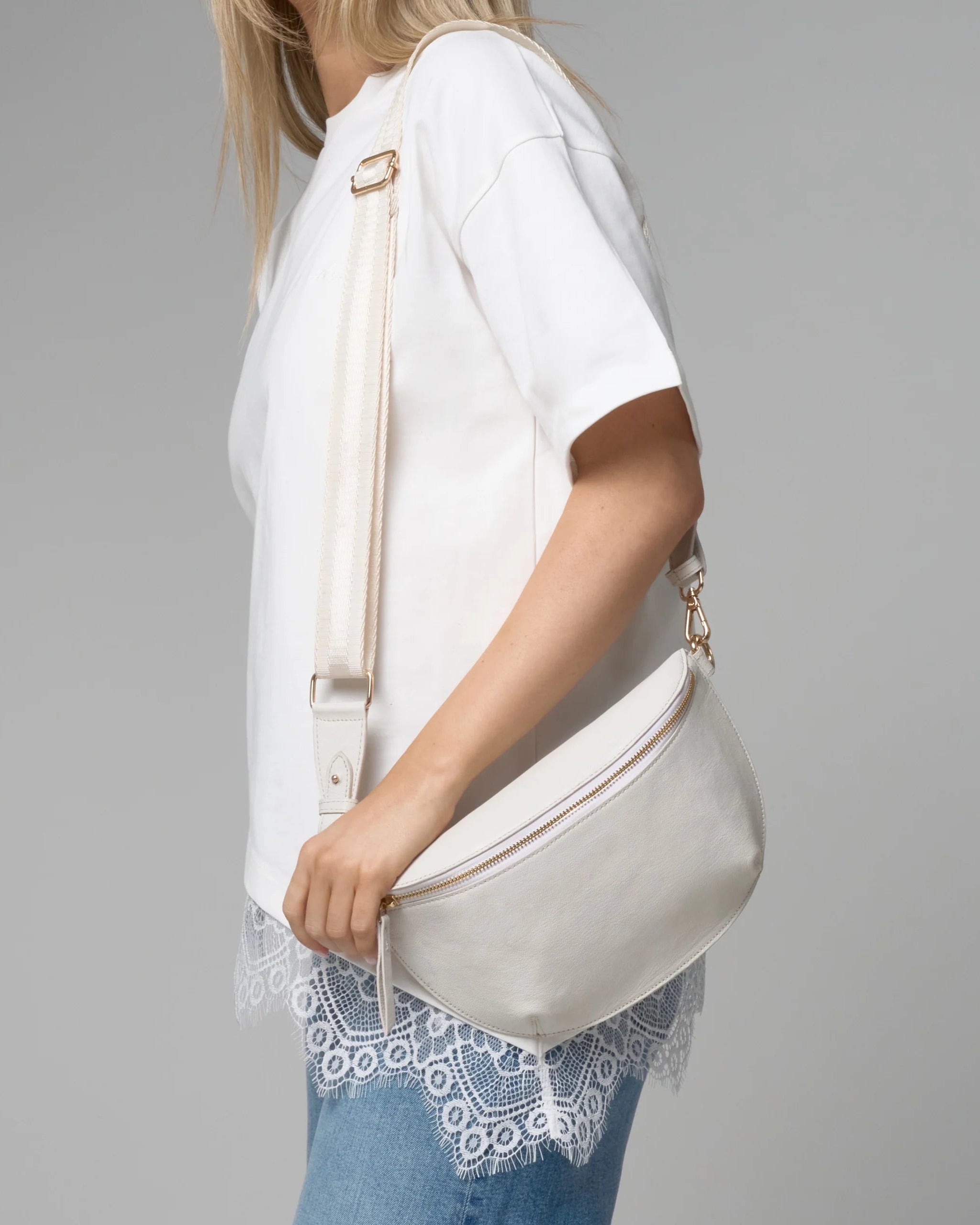 White Leather Crossbody Bag