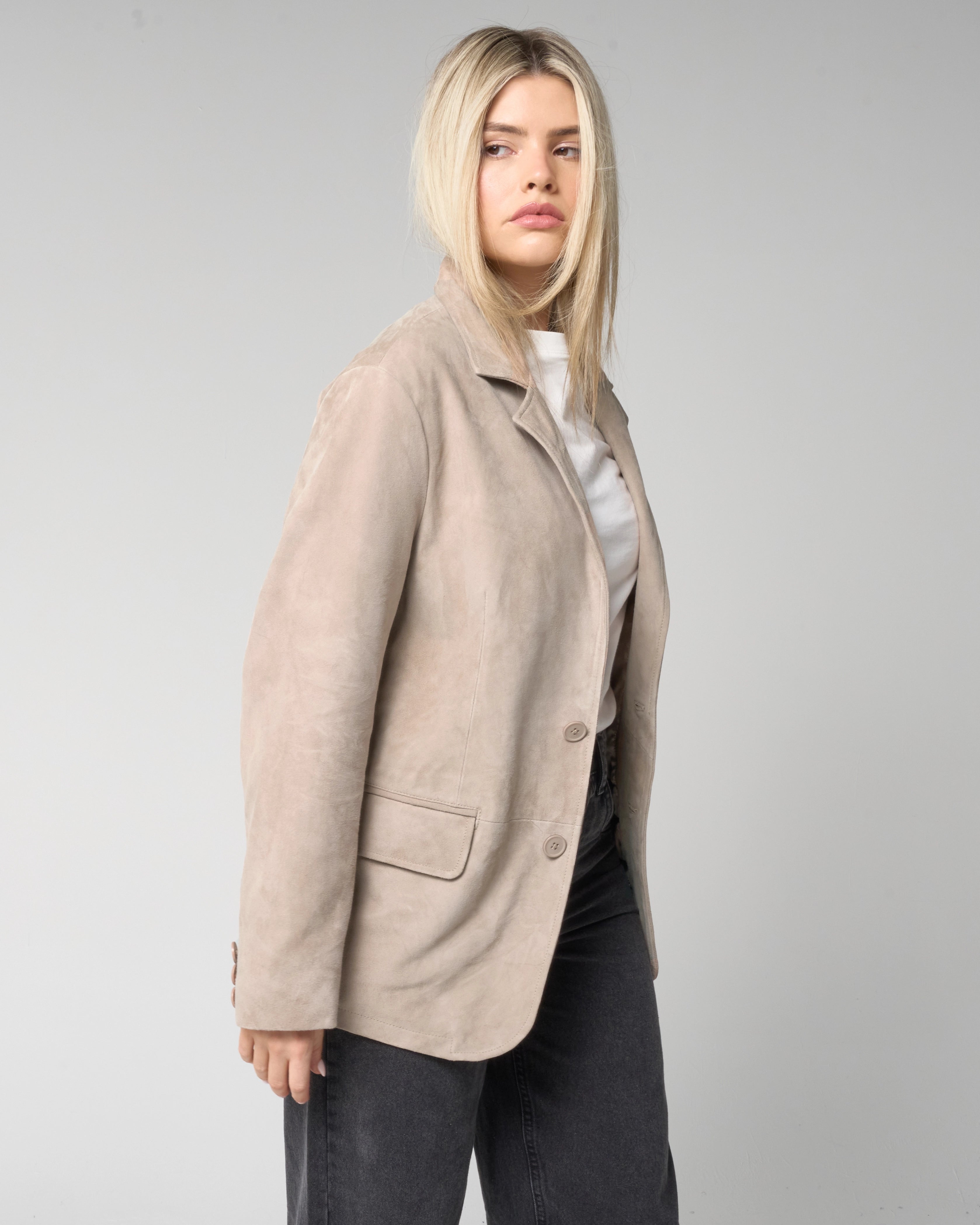 Women's Taupe Suede Blazer