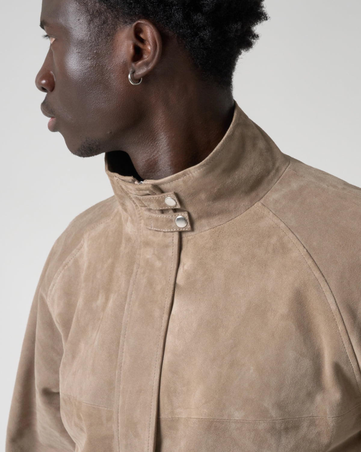 Men's Real Suede Funnel Neck