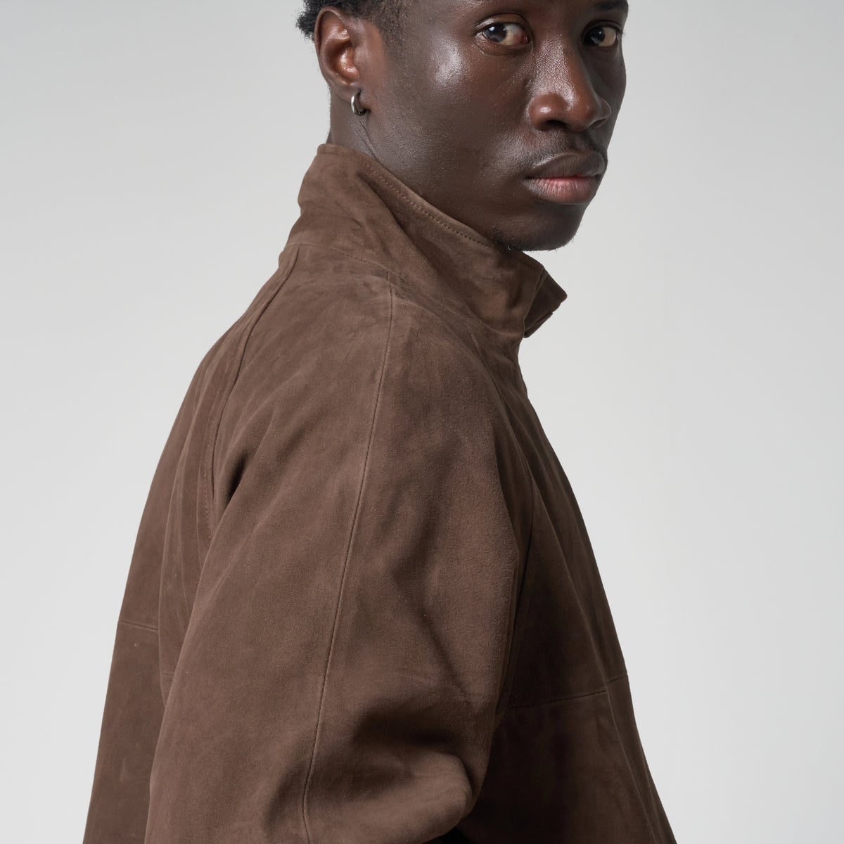 Men's Funnel Neck Suede Jacket
