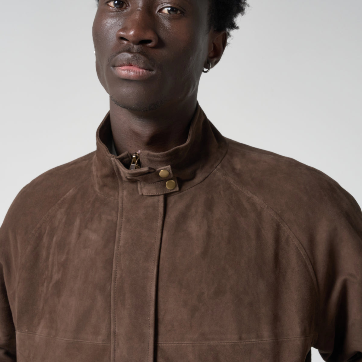 Men's Funnel Neck Suede Jacket