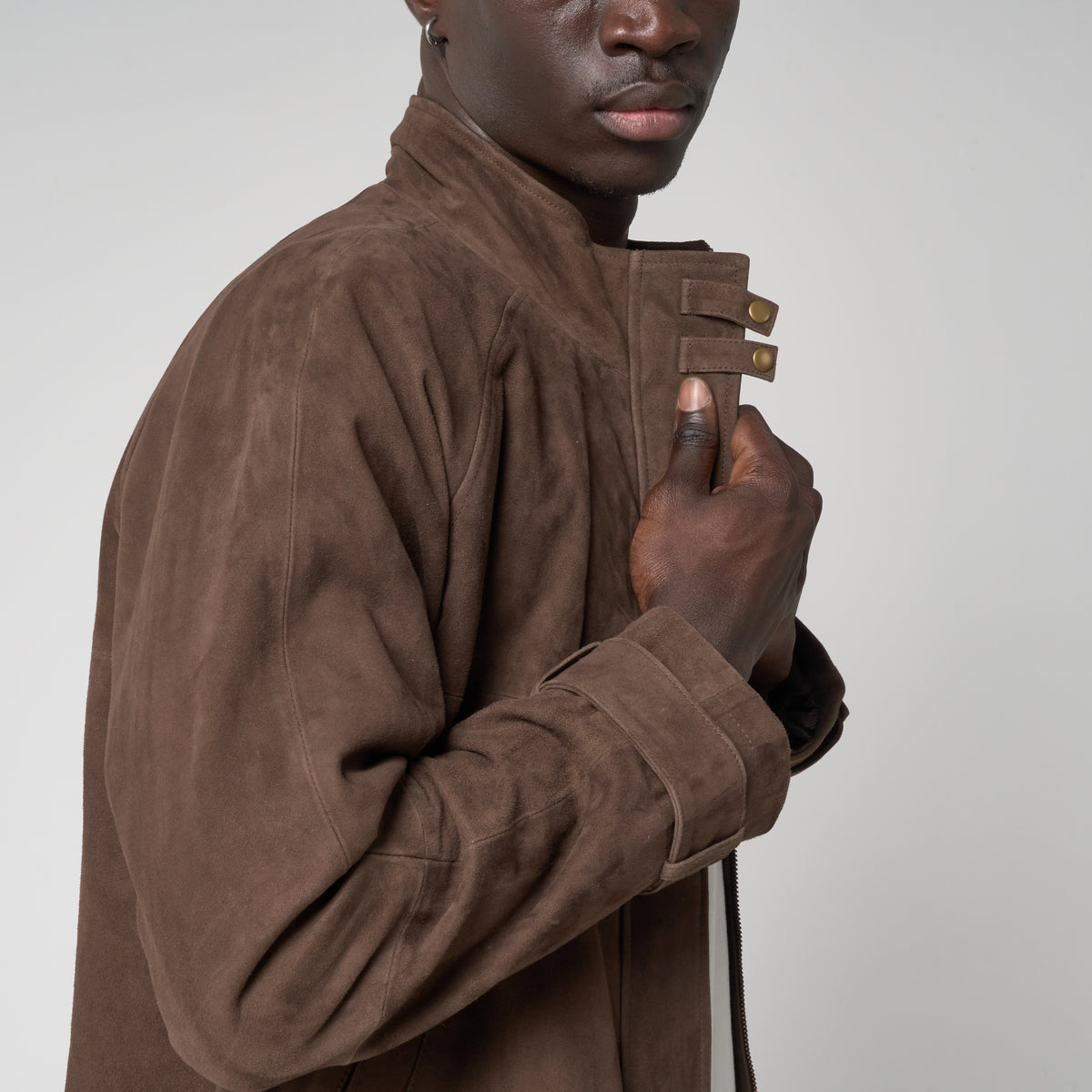 Men's Funnel Neck Suede Jacket