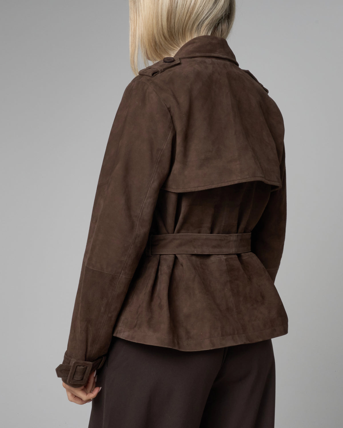 Women's Cropped Suede Trench