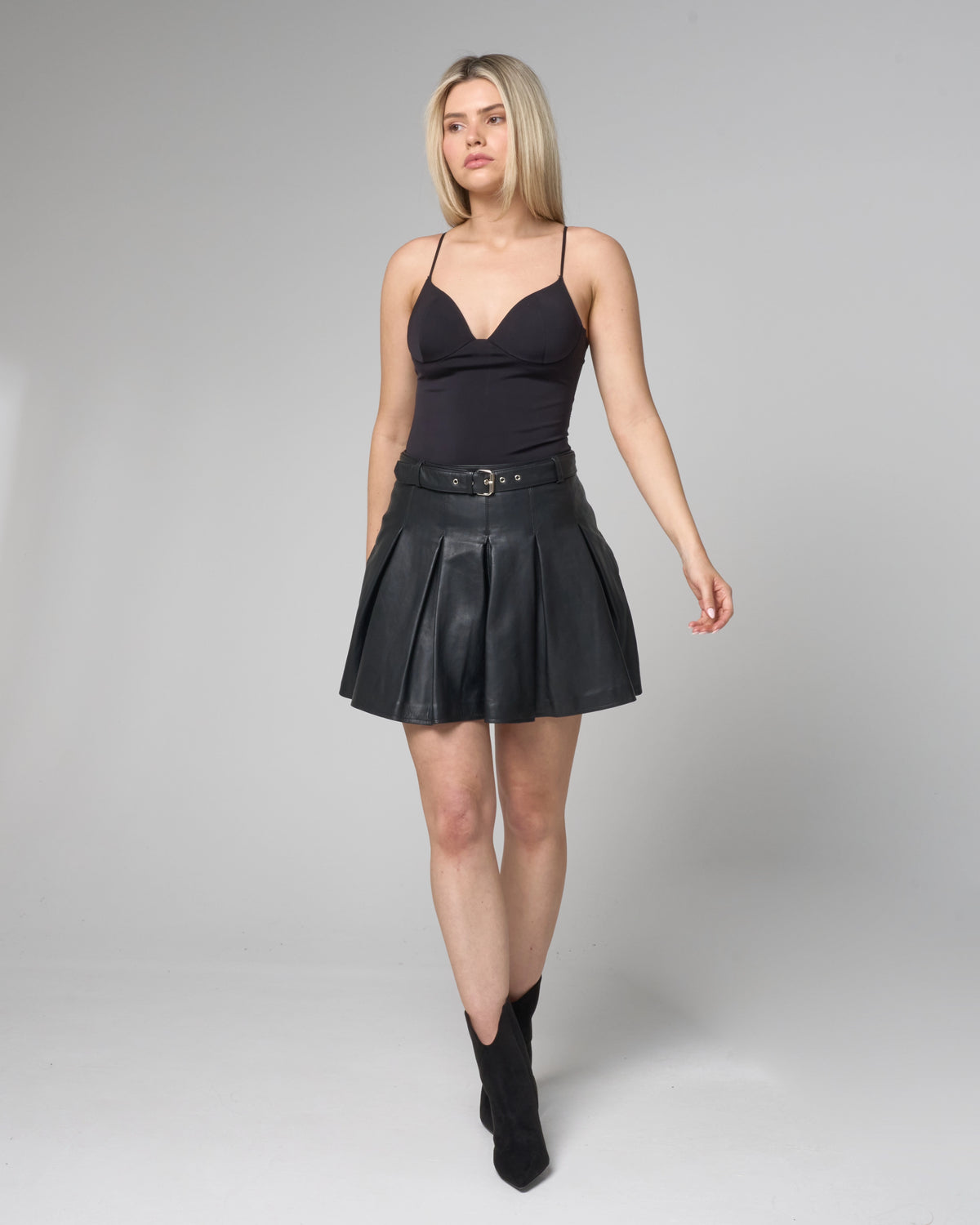 Women's Real Leather Tennis Skirt