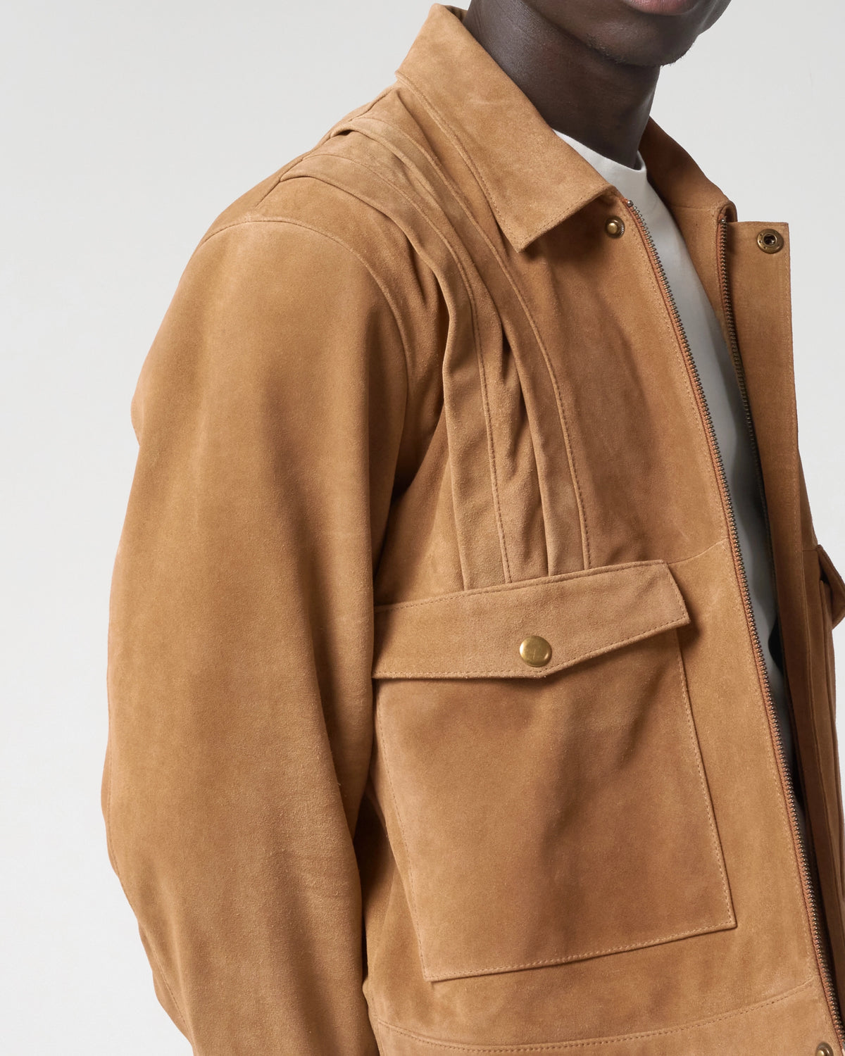 Men's Cropped Real Suede Pleated Harrington | Barneys Originals