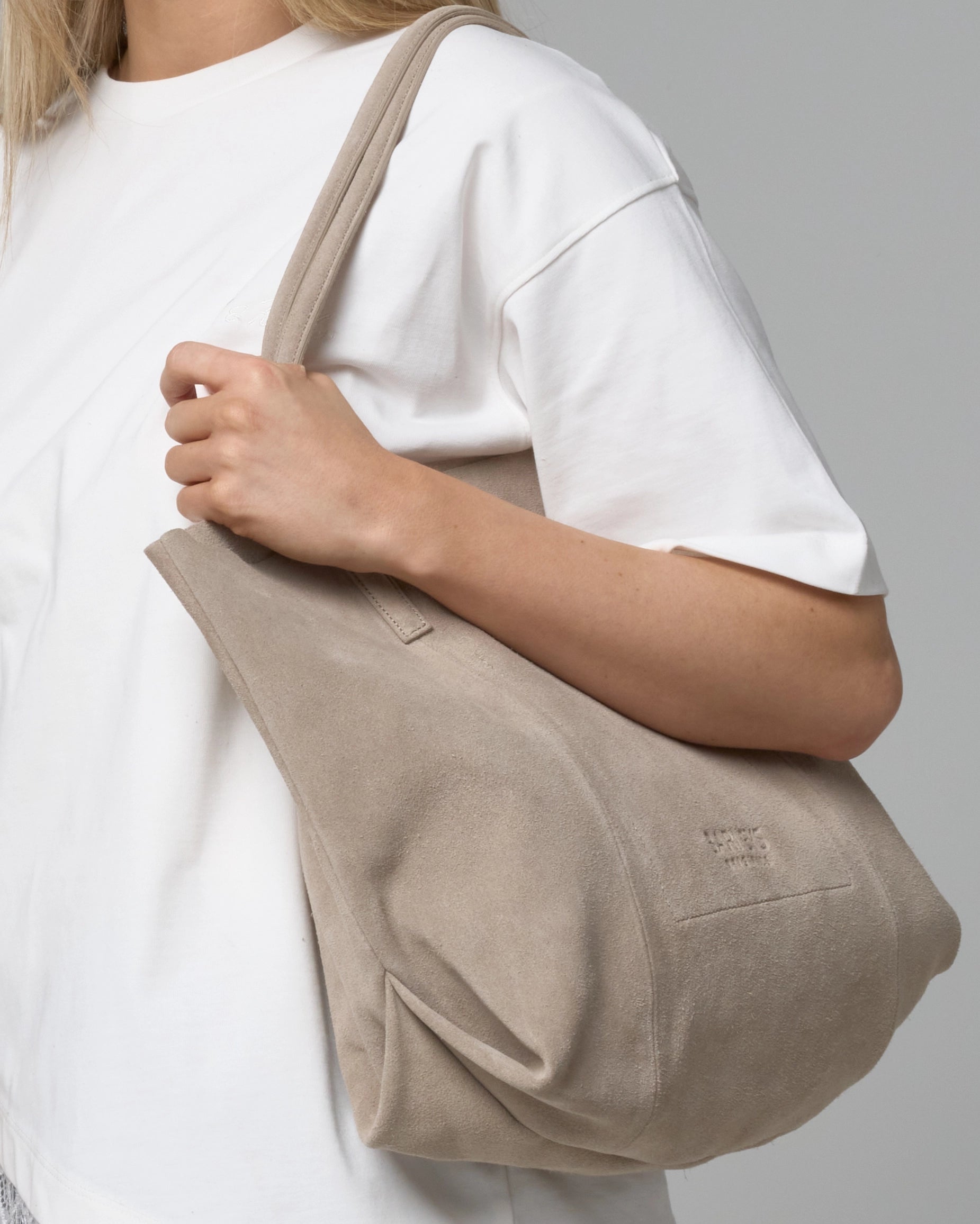 Stone Grey Real Suede Everyday Tote Bag
