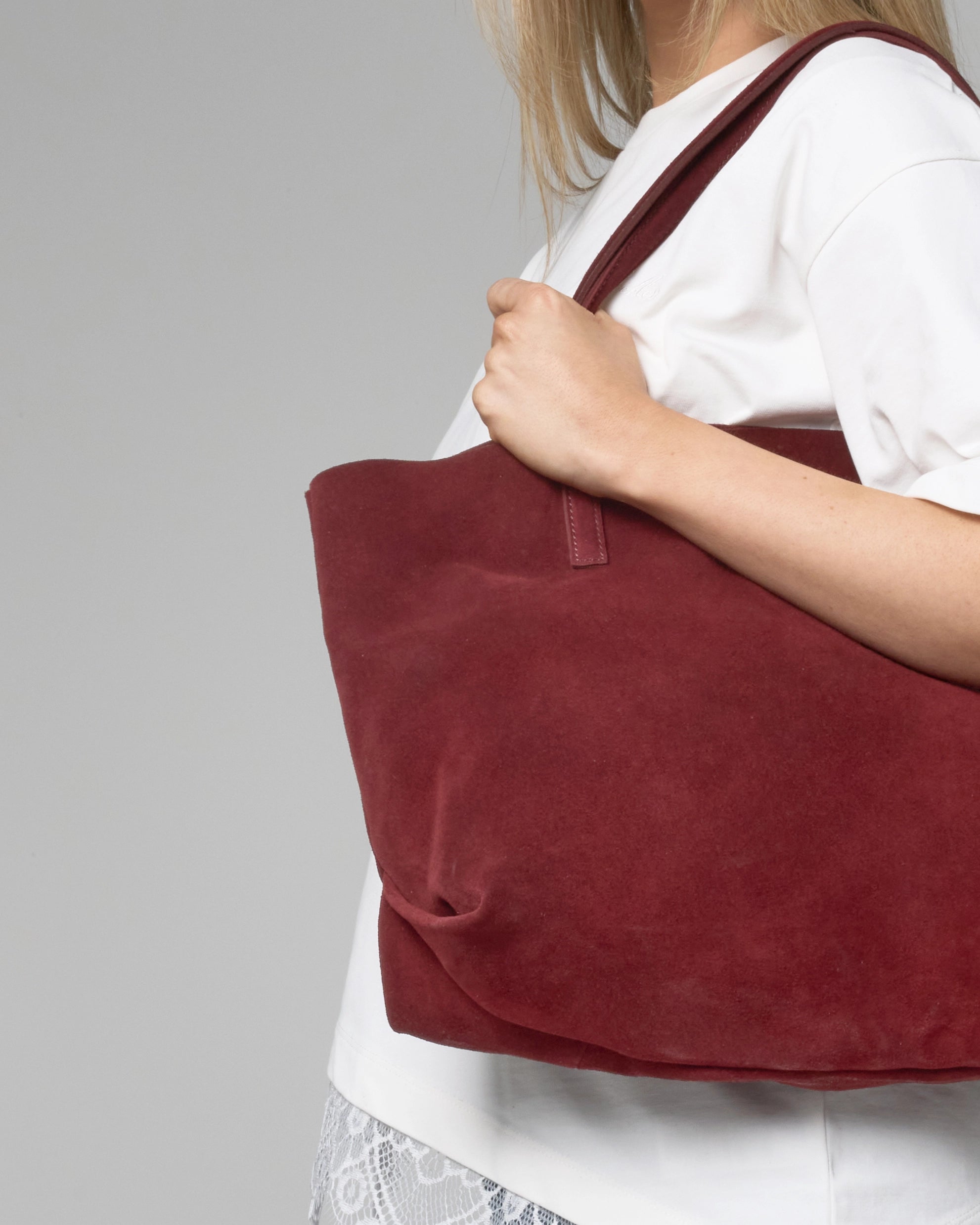 Burgundy Suede Everyday Tote Bag