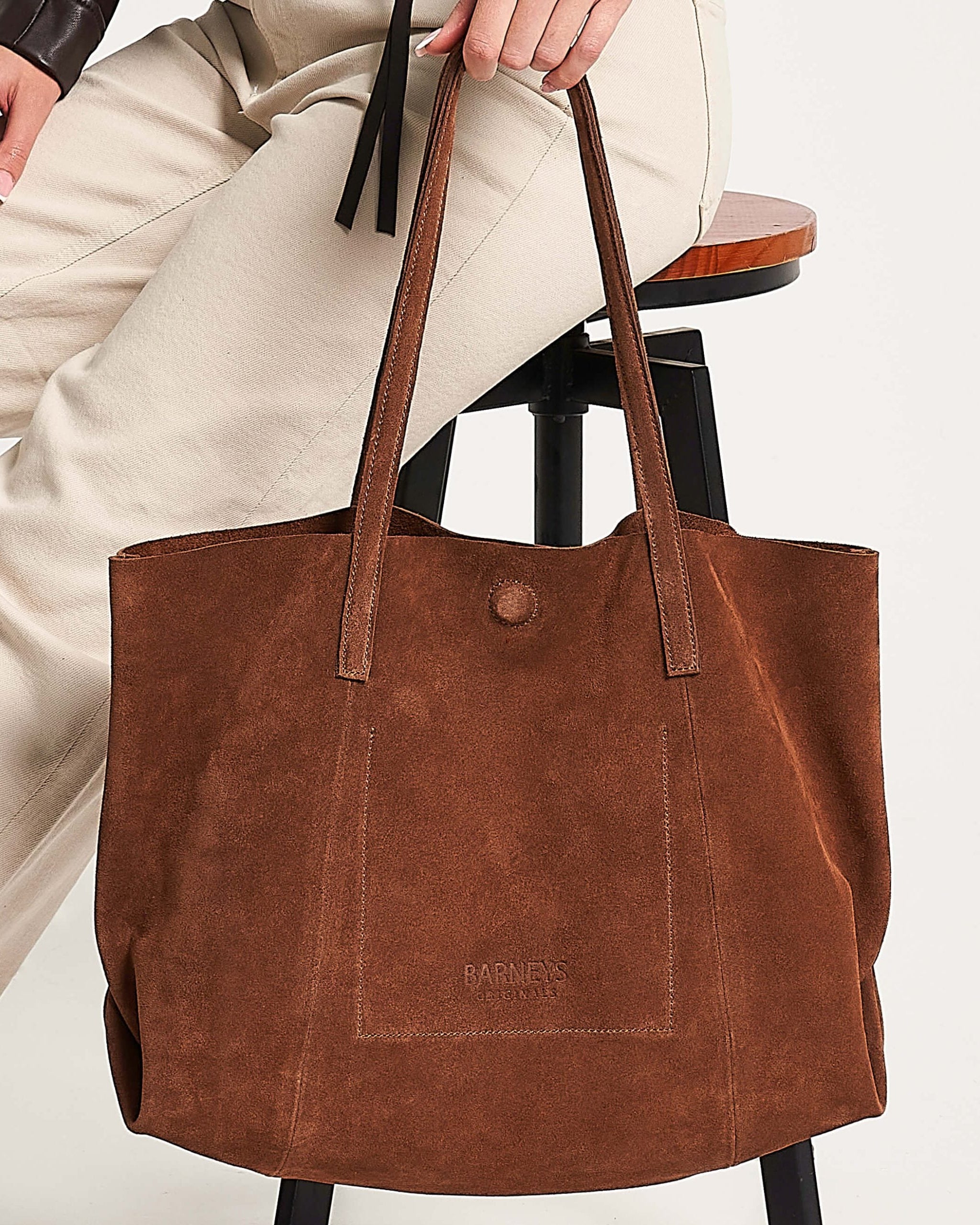 Mocha Cow Suede Everyday Tote Bag
